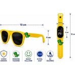 Rodium Çocuk Kol Saati LED Saat ve Gözlük Seti Sarı Dinozor Emojili