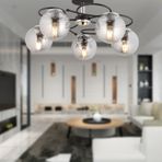 Rodonit 5Li Siyah Krom Füme Camlı Modern Sarkıt Genç Odası Yatak Odası Retro Salon Avize siyah-krom