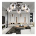 Rodonit 5li Siyah Krom Füme Camlı Modern Sarkıt Genç Odası Yatak odası Retro Salon Avize