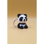 Rodopiva Örgü Desenli Panda Anahtarlık (Plastik) - Çok Renkli - 4cm x 2,5cm