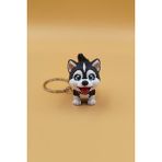 Rodopiva Sevimli Sibirya Kurdu (Husky) Köpek Hareketli Anahtarlık Çanta Süsü Charm - Çok Renkli - 4cm x 4cm
