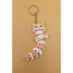 Rodopiva Uzun Kuyruk Serisi Kedi Figürlü Hareketli Anahtarlık (Büyük BOY-12CM) - Çanta Süsü Charm - Çok Renkli-KR1 - 13cm x 4cm