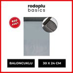 Rodoplu Basics | Kargo Poşeti, Yırtılmaya - Darbeye Dayanıklı Patpat, Baloncuklu Naylon Poşet, 30 x 24 Cm, 400 Adet - Gri - Baloncuklu Kargo Poşeti