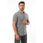 Rodrigo Erkek Kısa Kollu Basic Pamuklu Gri Gömlek
