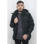 Rodrigo Fistan Store Erkek Hakim Yaka Spor Kesim Dar Kalıp Kapüşonlu Kışlık Şişme Mont - Haki Yeşil