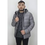 Rodrigo Fistan Store Erkek Hakim Yaka Spor Kesim Normal Kalıp Kapüşonlu Kışlık Şişme Mont - Antrasit