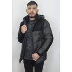 Rodrigo Fistan Store Erkek Hakim Yaka Spor Kesim Rahat Kalıp Kapüşonlu Kışlık Şişme Mont - Antrasit