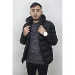 Rodrigo Fistan Store Erkek Siyah Hakim Yaka Spor Kesim Dar Kalıp Kapüşonlu Kışlık Şişme Mont