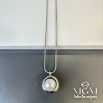 Rodyum İnci Taşlı Zincir Çelik Uç Kısmı Pirinç Kolyeler 40 + 5 Cm Uzatma Payı - Kl0113