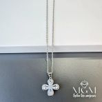 Rodyum Zirkon Taşlı Zincir Çelik Uç Kısmı Pirinç Kolyeler 40 + 5 Cm Uzatma Payı - Kl0132