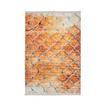 Roermond Turuncu Geometrik Modern Geometrik Etnik Desenli Boho Makinada Yıkanabilir Hav Toz Vermez Leke Tutmaz Kaymaz Taban Dijital Makine Baskı Halı Oturma Odası Salon Yolluk Koridor Mutfak Halısı