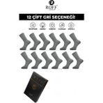 Roff Çorap Bambu Yazlık Erkek Soket Uzun Düz Çorap Dikişsiz 12’li Gri Renk Kutulu - 40 - 44