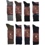 Roff Çorap Yünlü Lambswool Koyun Kılı Kışlık Erkek Çorap Renk 8 Li Paket - Renkli - 40 - 44