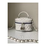 rofo Parlak Mini Kutu Zincir Askılı Fermuar Kapamalı Kadın El Ve Omuz Çanta Luna Beyaz