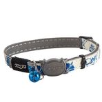 Rogz Catz Glow Cat Halsband Desenli Çıngıraklı Beyaz Mavi 1.1x20-31 cm Small Kedi Boyun Tasması