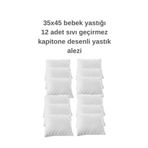 Roi Tekstil 12'li Bebek Yastığı Alezi Fermuarlı Kapitone Desenli Sıvı Geçirmez Koruyucu