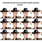 Roisya Kovboy Şerif Şapkası Siyah 12 Adet - Kostüm, Parti ve Gösteri Şapkası