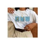 Rokeby Premium Kalite Oversize Kadın Tişört - %100 Pamuk Penye – Yazlık – Van Gogh Baskılı – Beyaz T-shirt