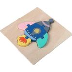 (Roket) 3D Ahşap Puzzle Bebek Montessori Oyuncaklar Toddlers Çocuk Erken Eğitici Karikatür Hayvan