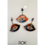 ROKFAB 3 Adet Göz Figürü Duvar Süsü, Epoksi Renkli Seramik Nazar Boncuğu, Hasır Askılı Ev Dekoru