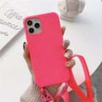 Rokmym Cep telefonu zinciri kılıf iPhone 12 ile uyumlu naylon omuz askısı yumuşak silikon cep telefonu kılıfı şık bant kordonlu asmak için koruyucu kılıf Case Cover iPhone 12 için. (iPhone 12 Pro, gül