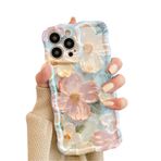 Rokmym iPhone 12 Pro ile uyumlu kılıf, vintage yağlı boya resim, çiçek cep telefonu kılıfı, dalgalar, çerçeve şekli, TPU yumuşak silikon koruyucu kılıf, ultra ince, çizilmez, darbeye dayanıklı, beyaz