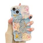 Rokmym iPhone 12 Pro ile uyumlu kılıf, vintage yağlı boya resim, çiçek cep telefonu kılıfı, dalgalı çerçeve şekli, TPU yumuşak silikon koruyucu kılıf, ultra ince, çizilmez, darbeye dayanıklı, mavi
