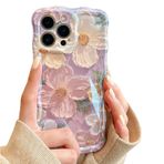 Rokmym iPhone 12 Pro Max için kılıf, sevimli renkli, vintage, yağlı boya, çiçek desenli, cep telefonu kılıfı, parlak, kıvırcık dalgalı çerçeve, yumuşak TPU darbeye dayanıklı koruyucu kılıf, iPhone 12