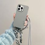 Rokmym iPhone 13 Pro için kılıf, kordon kolye, cep telefonu kolyeleri, halat kılıf, bileklik, darbeye dayanıklı, yumuşak silikon TPU tampon kılıf, iPhone 13 Pro için, açık gri