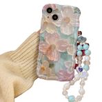 Rokmym iPhone 13 Pro ile uyumlu kılıf, vintage yağlı boya resim, çiçek cep telefonu kılıfı, boncuklu, bileklikli, dalgalar, çerçeve şekli, silikon koruyucu kılıf, ultra ince, darbeye dayanıklı, iPhone