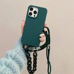 Rokmym iPhone 13 Pro Max için Cep Telefonu Zinciri Kılıf Bantlı Kolye Cep Telefonu Kılıfı Ayarlanabilir Kordon Şık Darbeye Dayanıklı Silikon Koruyucu Kılıf iPhone 13 Pro Max için, Koyu Yeşil