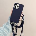 Rokmym iPhone 13 Pro Max için kılıf, kordon kolye, cep telefonu kolyeleri, halat kılıf, kayışlı kordon, darbeye dayanıklı, yumuşak TPU tampon kılıf, iPhone 13 Pro Max için koyu mavi