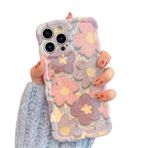 Rokmym iPhone 13 Vintage Yağlı Boya Tablo Çiçek Cep Telefonu Kılıfı Dalgalı Çerçeve Şeklinde TPU Yumuşak Silikon Koruyucu Kılıf Ultra İnce Çizilmez Darbeye Dayanıklı Kılıf iPhone 13 için, Pembe Lila