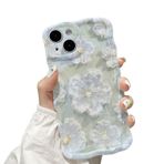 Rokmym iPhone 14 Pro için kılıf, sevimli renkli, vintage, yağlı boya, çiçek desenli, cep telefonu kılıfı, parlak, kıvırcık dalgalı çerçeve, yumuşak TPU darbeye dayanıklı koruyucu kılıf, iPhone 14 Pro
