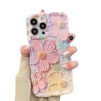 Rokmym iPhone 14 Vintage Yağlı Boya Tablo Çiçek Cep Telefonu Kılıfı Dalgalı Çerçeve Şeklinde TPU Yumuşak Silikon Koruyucu Kılıf Ultra İnce Çizilmeye Karşı Darbeye Dayanıklı Kılıf iPhone 14 için, Lila
