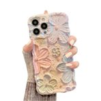 Rokmym iPhone 15 Plus ile uyumlu kılıf, vintage yağlı boya resim, çiçek cep telefonu kılıfı, dalgalı çerçeve şekli, TPU yumuşak silikon koruyucu kılıf, ultra ince, çizilmez, darbeye dayanıklı, turuncu