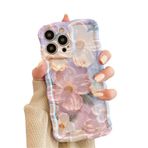 Rokmym iPhone 15 Pro Max ile uyumlu kılıf, vintage yağlı boya resim, çiçek cep telefonu kılıfı, dalgalı çerçeve şekli, termoplastik poliüretan yumuşak silikon koruyucu kılıf, ultra ince, çizilmez,