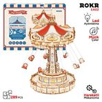 ROKR EA02 Dönme Dolap Müzik Kutusu (Swing Ride) Music Box DIY 3D Wooden Puzzle Maket Model Seti 3D Model Kit Ahşap Maket