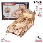ROKR EG01 Pinpon Makinesi 3D Pinball Machine DIY Minyatür Maket Model Seti Ahşap 3D Wooden Puzzle Model Kit Ahşap Maket
