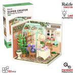 Rolife DW013B Çiçek Açan Çay Bahçesi Blooming Tea Garden DIY Minyatür Maket Model Set Mini Dollhouse Model Kit 3D Puzzle