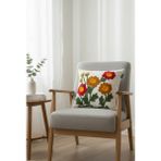 Rolivs Arelia Punch İşlemeli Kırlent 47X47 cm - NK2608 - Mavi Çiçekli