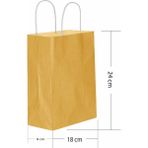 Roll-Up Büküm Saplı Kraft Kağıt Çanta Karton Hediyelik Poşet Torba - Altın SARI-18X24 Cm. - 25 Adetlik Paket