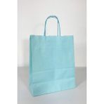 Roll-Up Büküm Saplı Kraft Kağıt Çanta Karton Hediyelik Poşet Torba - Mavi - 18X24 Cm. -25 Adetlik 4 Paket