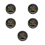Roll-Up Doğum Günü Işıltılı Siyah Happy Bithday Yazılı Karton Tabak - 22 Cm. - 8 Adetlik 5 Paket
