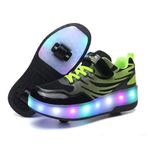 Roller&Skates Üniseks Çocuk LED Işıklı Kaykay Ayakkabısı, Basmalı Düğmeli, Ayarlanabilir Inline Paten, Outdoor Spor Fitness Ayakkabısı, Jimnastik, Koşu Spor Ayakkabısı, Erkek ve Kız Çocukları için, Siyah 901 çift