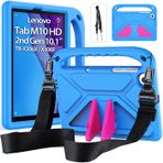 RollinCase Çocuk Kılıfı 2020 Lenovo Tab M10 HD 2nd Gen 10.1 inç Tablet (TB-X306F/X306X), Darbeye dayanıklı kılıf, Saplı ve Kayış, Mavi