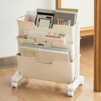Rolling Cart 3 Katmanlı Plastik, Rolling Kitaplık Tekerlekli Yaklaşık 36 Kitap Koyun, Ofis Oturma Odası Mutfak Sınıf Ev Konferans Odası için Hareketli Depolama Kitaplığı