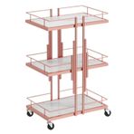 Rolling Utility Cart 3 Tier Güzellik Arabası - Salon Kuaförlük ve Dövme Dükkanı Sepeti Şık Gül Altın Spa ve Yatak Odası için Mükemmel