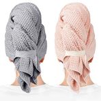 ROLSHOL 2'li Paket, Kadınlar için Büyük Mikrofiber Saç Havluları - Süper Emici ve Hızlı Kuruyan Saç Kurutma Havlusu - Kıvırcık Saçlar için Saç Havlusu Sargısı Uzun ve Kısa Saçlar - Islak Saçlar için Kabarma
