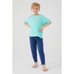 RolyPoly Cool Mavi Erkek Çocuk Kısa Kol Pijama Takım - 3 - 4 Yaş - Bambu